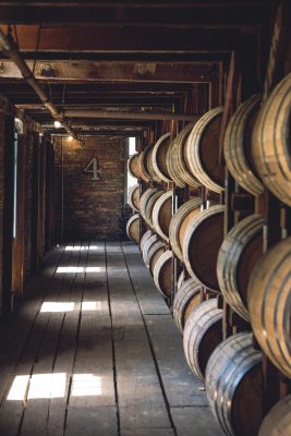 Download Aisle of barrels in a warehouse