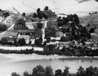 Download An airview historic photo of Buffalo Trace Distillery during the Prohibition intended for media kit usage.