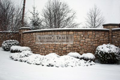 Download A picture of the Buffalo Trace Distillery entrance sign in snow intended for media kit usage.