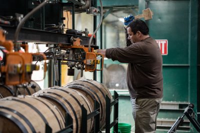 Download A picture of a Buffalo Trace Distillery employee filling barrels intended for media kit usage