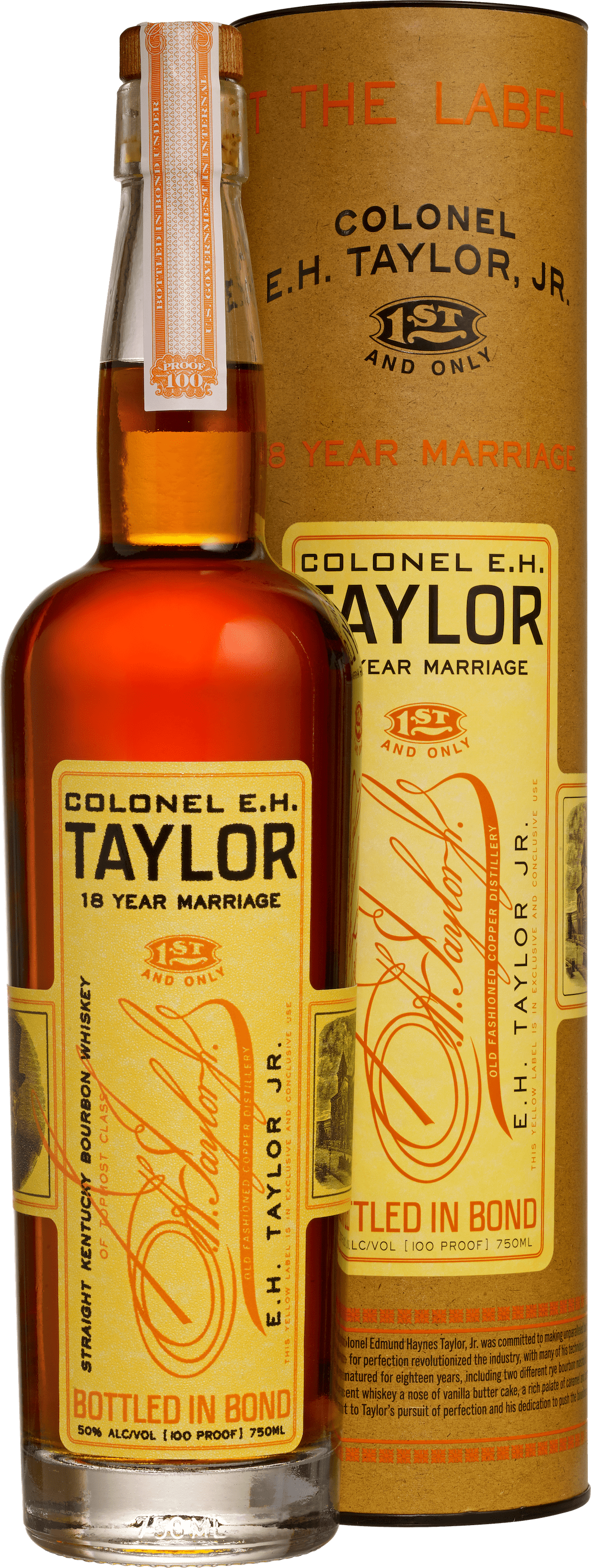 E.H. Taylor, Jr. 18 Year Marriage bottle with canister