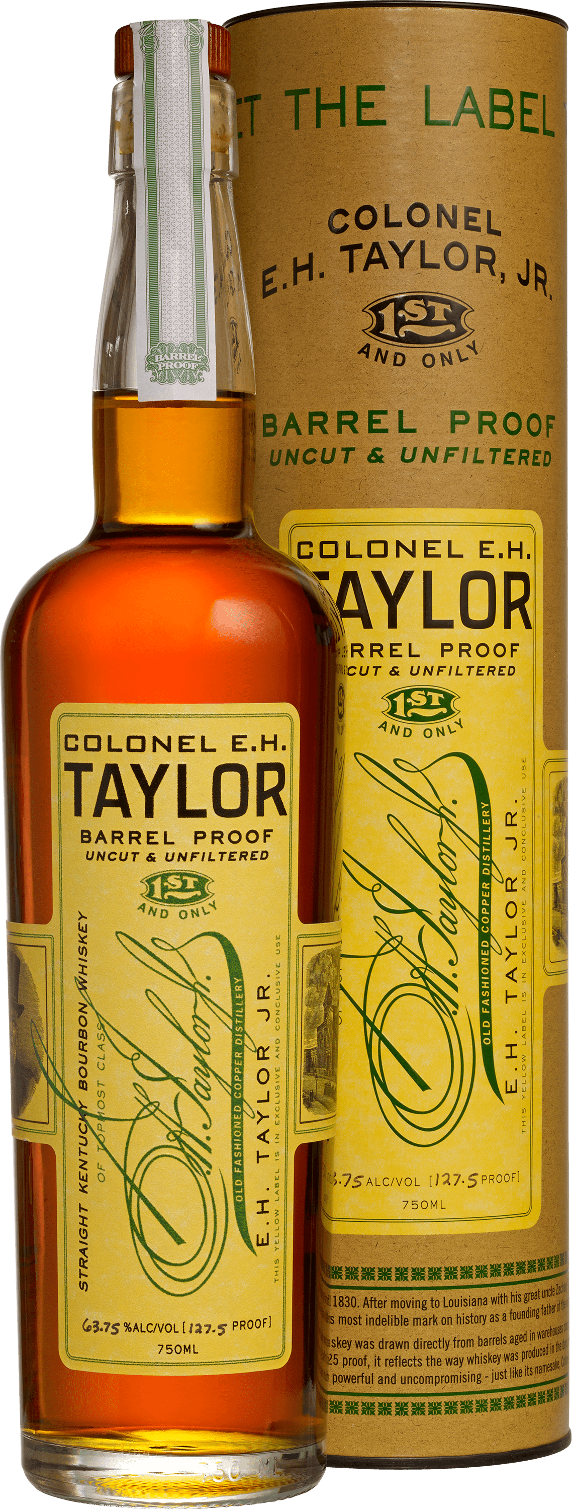 E.H. Taylor, Jr. Barrel Proof 750ml bottle with canister