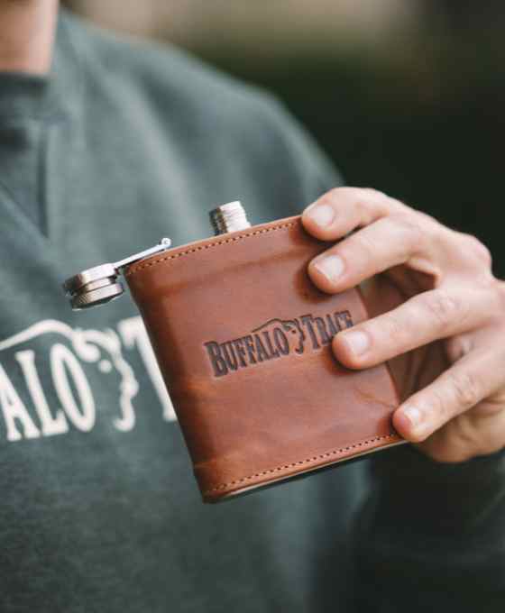 Buffalo Trace Leather Wrapped Flask